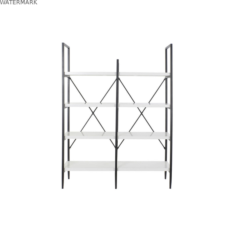 Étagère DKD Home Decor Noir Métal Blanc 4 Etagères Bois MDF (110 x 30 x 150 cm)