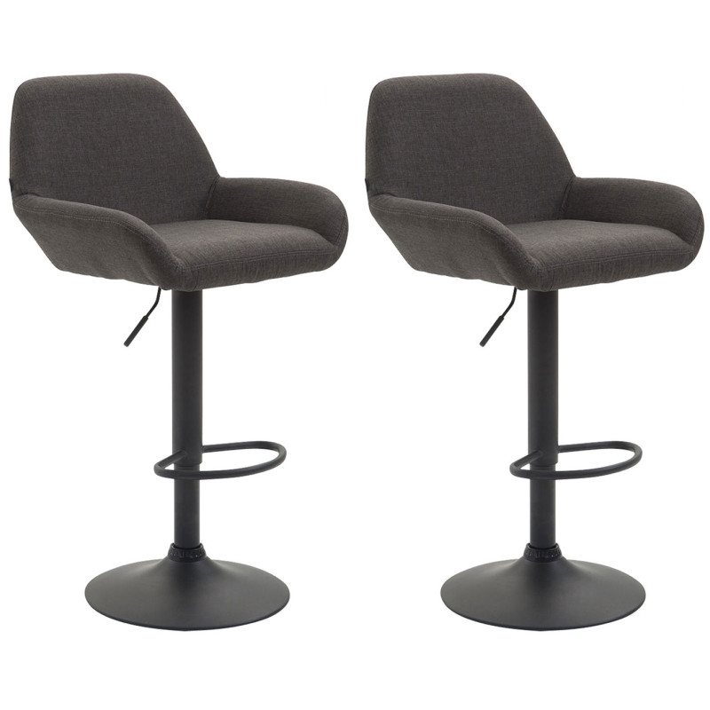 Set De 2 Taburetes Braga En Tela Gris oscuro,Negro