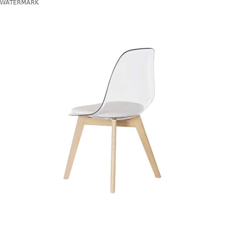 Chaise de Salle à Manger DKD Home Decor Blanc Transparent Naturel Bois Polycarbonate 54 x 47 x 81 cm