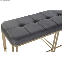 Banquette DKD Home Decor   Gris Métal Velours (120 x 40 x 47 cm)