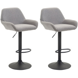 Lot de 2 tabourets de bar Braga tissu noir gris