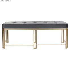 Banquette DKD Home Decor   Gris Métal Velours (120 x 40 x 47 cm)