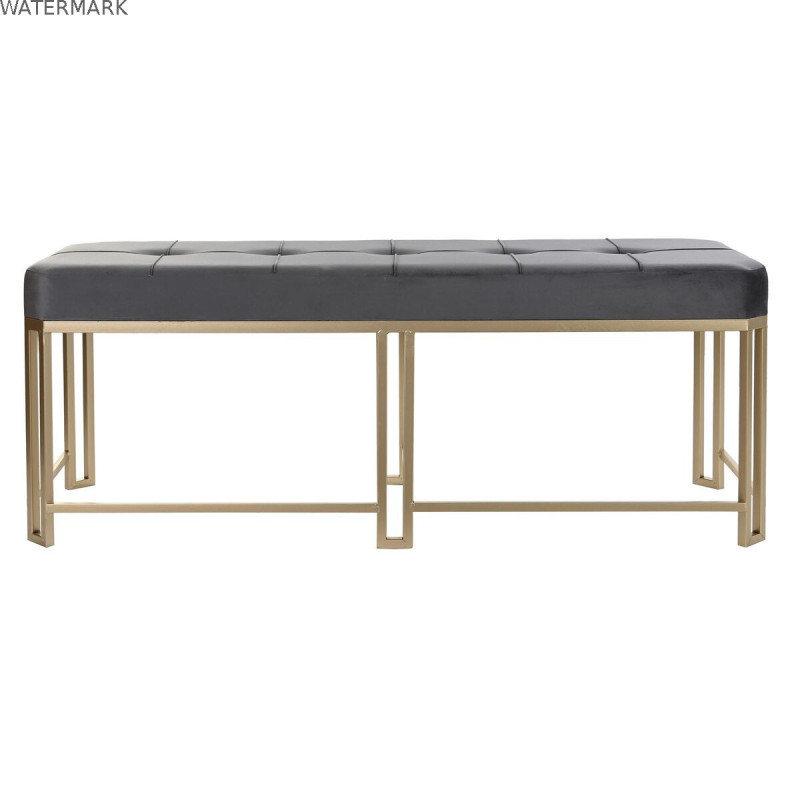 Banquette DKD Home Decor   Gris Métal Velours (120 x 40 x 47 cm)