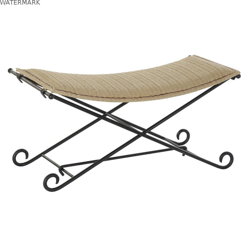 Banquette DKD Home Decor   Noir Métal Marron Clair Rotin (94 x 49 x 44 cm)