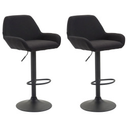 Lot de 2 tabourets de bar Braga tissu noir noir