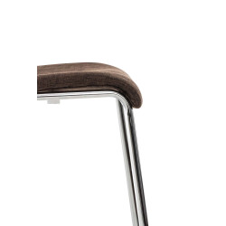 Tabouret de bar Hoover tissu 4 pieds structure chrome marron