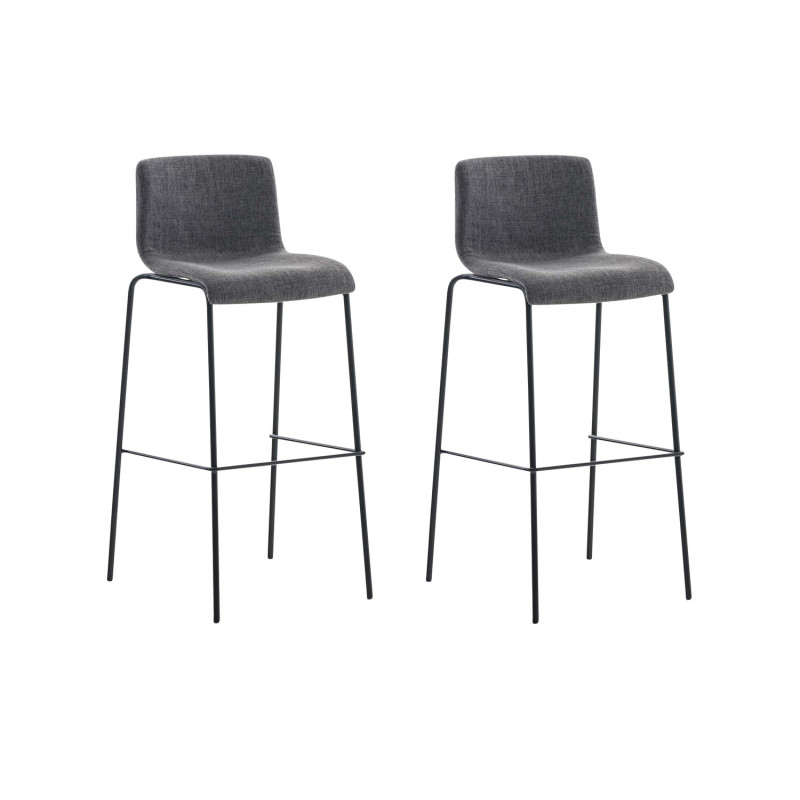 Lot de 2 tabourets de bar Hoover tissu 4 pieds noir gris clair