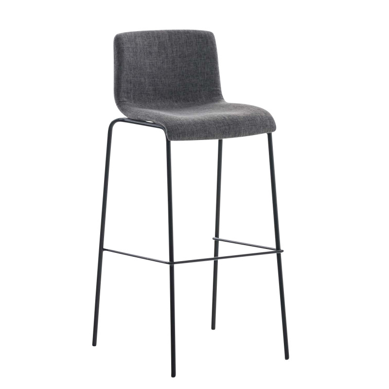 Lot de 2 tabourets de bar Hoover tissu 4 pieds noir gris clair