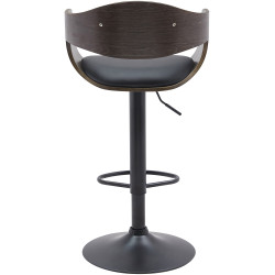 Tabouret de bar Kingston B en similicuir noir/gris