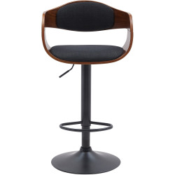 Tabouret de bar Kingston B en tissu noyer/noir