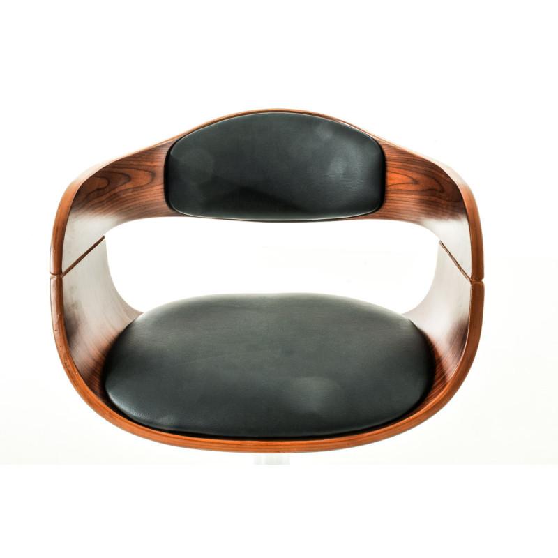 Ensemble de 2 tabourets de bar Kingston C en similicuir noyer/noir