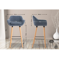 Tabouret de bar en tissu Grant bleu