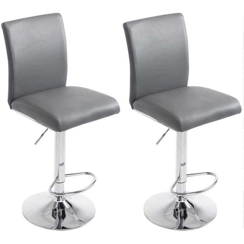 Lot de 2 tabourets de bar Cologne simili cuir gris chrome