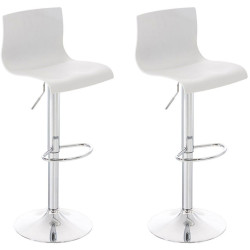Lot de 2 tabourets de bar Hoover en plastique chromé blanc