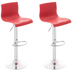 Lot de 2 tabourets de bar Hoover en plastique chromé rouge