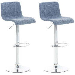 Lot de 2 tabourets de bar Hoover tissu chrome bleu