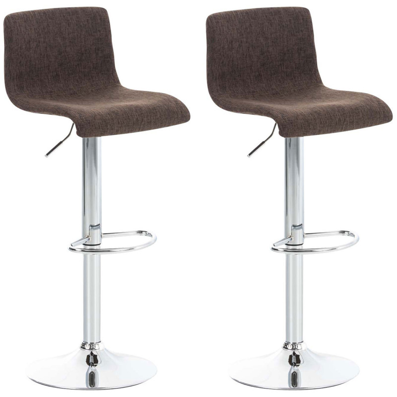 Lot de 2 tabourets de bar Hoover en tissu marron chromé