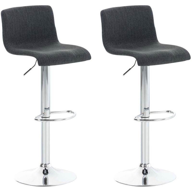 Lot de 2 tabourets de bar Hoover tissu chrome gris foncé