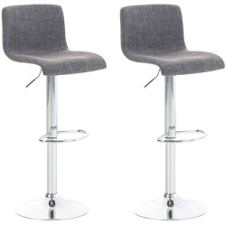 Lot de 2 tabourets de bar Hoover tissu chrome gris clair