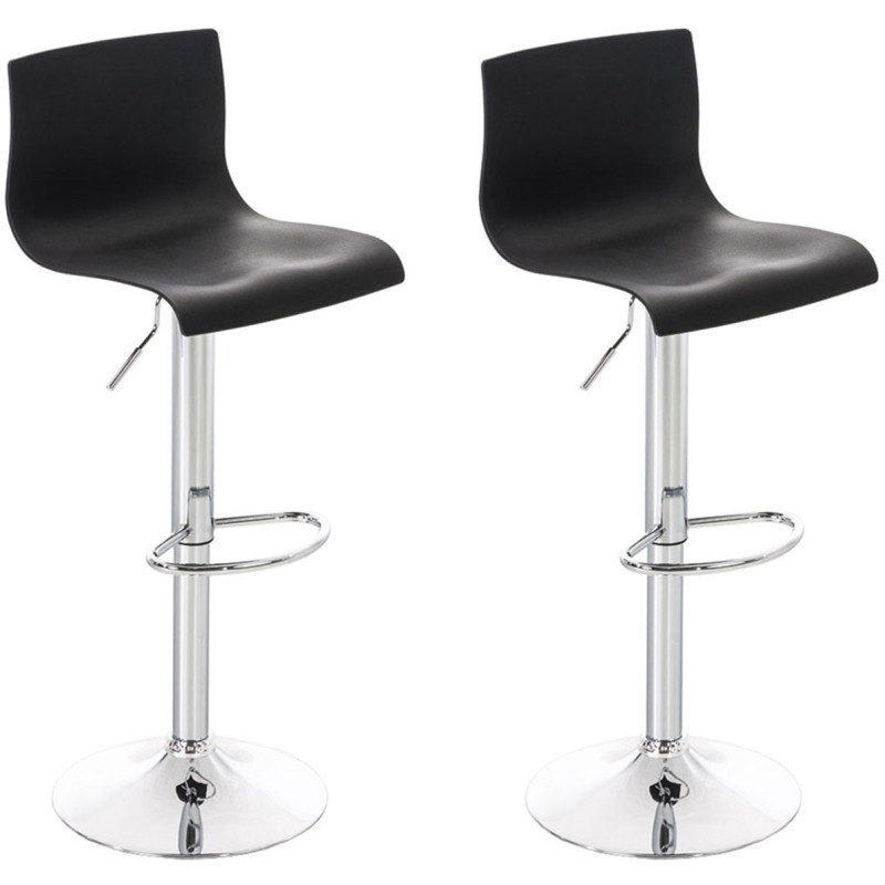 Lot de 2 tabourets de bar Hoover plastique chromé noir