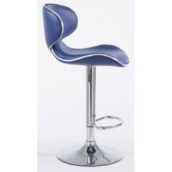 Lot de 2 tabourets de bar Las Vegas V2 simili cuir chrome bleu