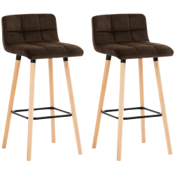 Lot de 2 tabourets de bar Lincoln en velours marron