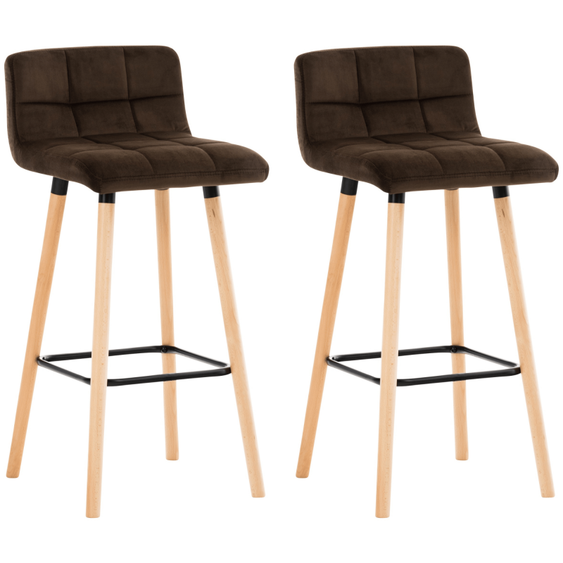 Lot de 2 tabourets de bar Lincoln en velours marron