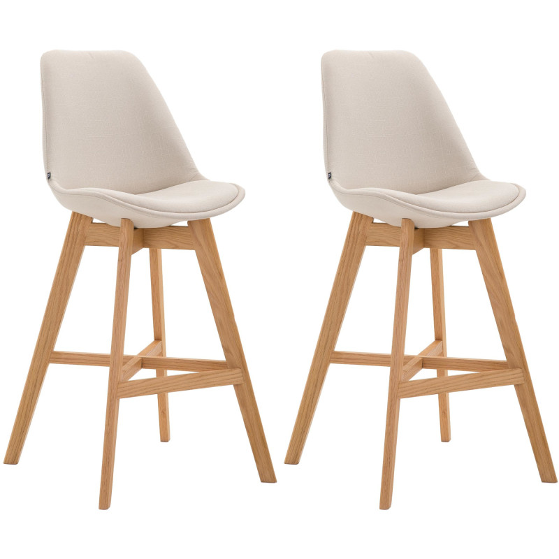 Set 2x Taburete Cannes en Tela Crema,Natural