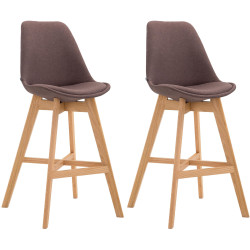 Lot de 2 tabourets de bar Cannes tissu marron natura