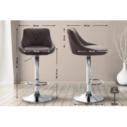 Tabouret de bar Lazio similicuir chromé brun