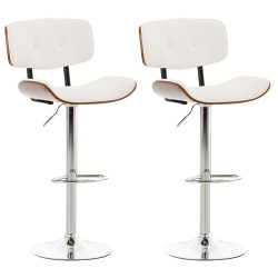 Lot de 2 tabourets de bar Sarnia simili cuir noyer/blanc