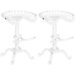 Lot de 2 tabourets de bar Butch, blanc antique