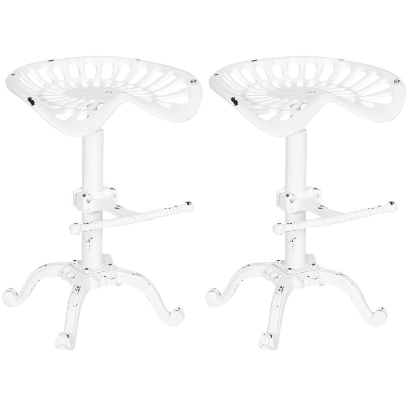 Lot de 2 tabourets de bar Butch, blanc antique