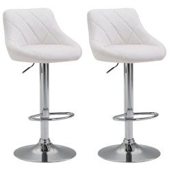 Lot de 2 tabourets de bar Lazio simili cuir C blanc