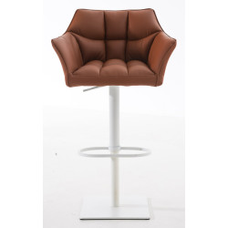 Lot de 2 tabourets de bar Damaso simili cuir blanc marron clair