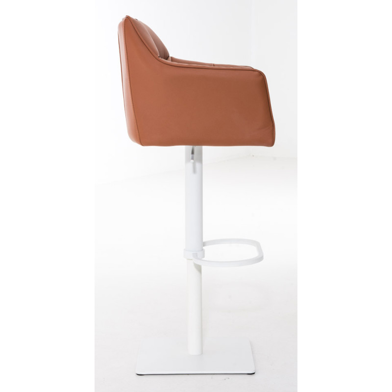 Lot de 2 tabourets de bar Damaso simili cuir blanc marron clair