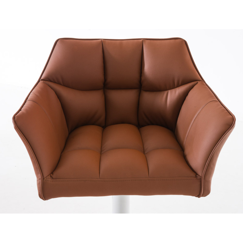Lot de 2 tabourets de bar Damaso simili cuir blanc marron clair