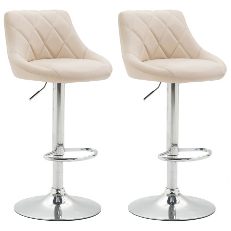 Lot de 2 tabourets de bar Lazio, simili cuir C, crème