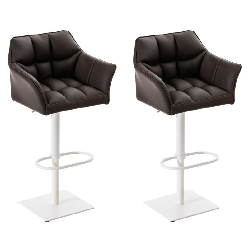 Lot de 2 tabourets de bar Damaso simili cuir blanc marron