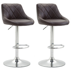 Lot de 2 tabourets de bar Lazio simili cuir C marron