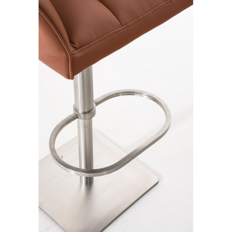 Lot de 2 tabourets de bar Damaso simili cuir acier inoxydable marron clair
