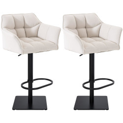 Lot de 2 tabourets de bar en tissu Damaso noir et blanc