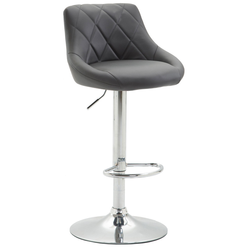 Tabouret de bar Lazio similicuir chromé gris