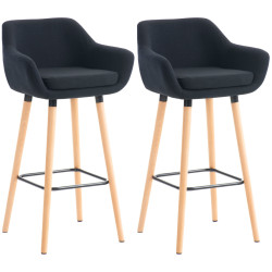 Ensemble de 2 tabourets de bar Grant en tissu noir