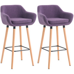 Ensemble de 2 tabourets de bar Grant en tissu violet