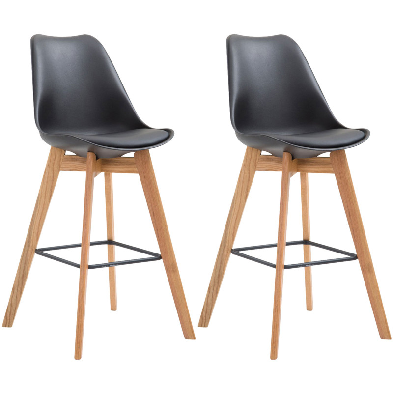 Lot de 2 tabourets de bar Metz plastique natura noir