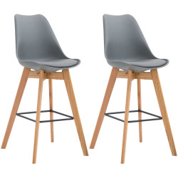 Lot de 2 tabourets de bar Metz en plastique gris natura