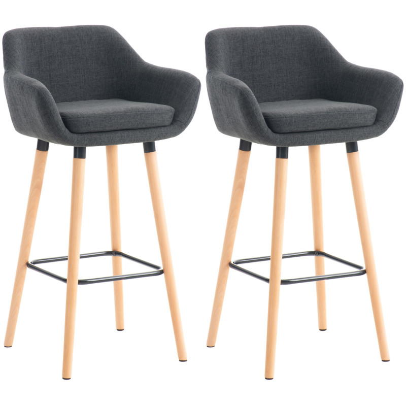 Lot de 2 tabourets de bar Grant tissu gris foncé