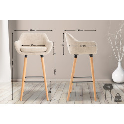 Lot de 2 tabourets de bar Grant tissu crème