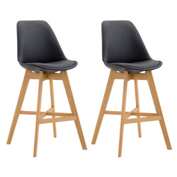 Lot de 2 tabourets de bar Cannes simili cuir Natura noir